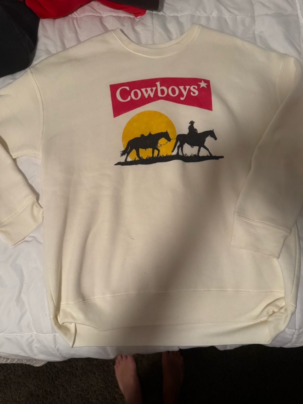 Cowboys Graphic Crewneck Sweatshirt - Cream